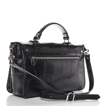 Proenza Schouler Calfskin Crocodile Embossed Medium PS1 Satchel Black 3 of 8