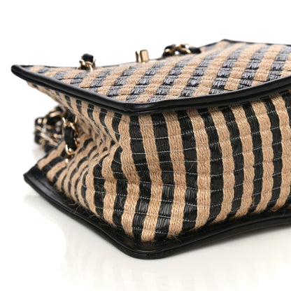 Chanel Raffia Jute Striped Urban Jungle Bucket Bag Black Beige 10 of 14