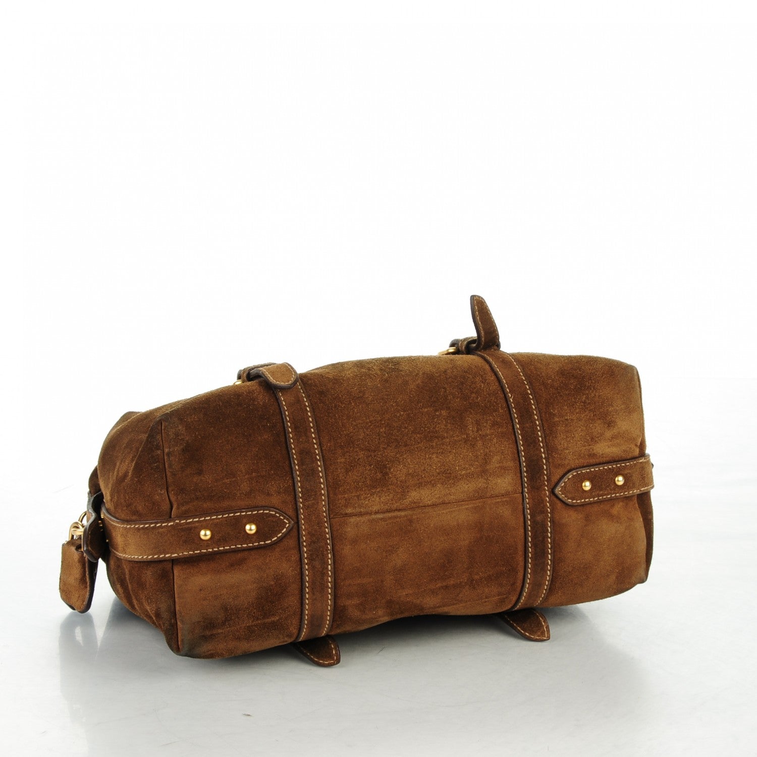 Prada Suede Chain Satchel Brown 4 of 8