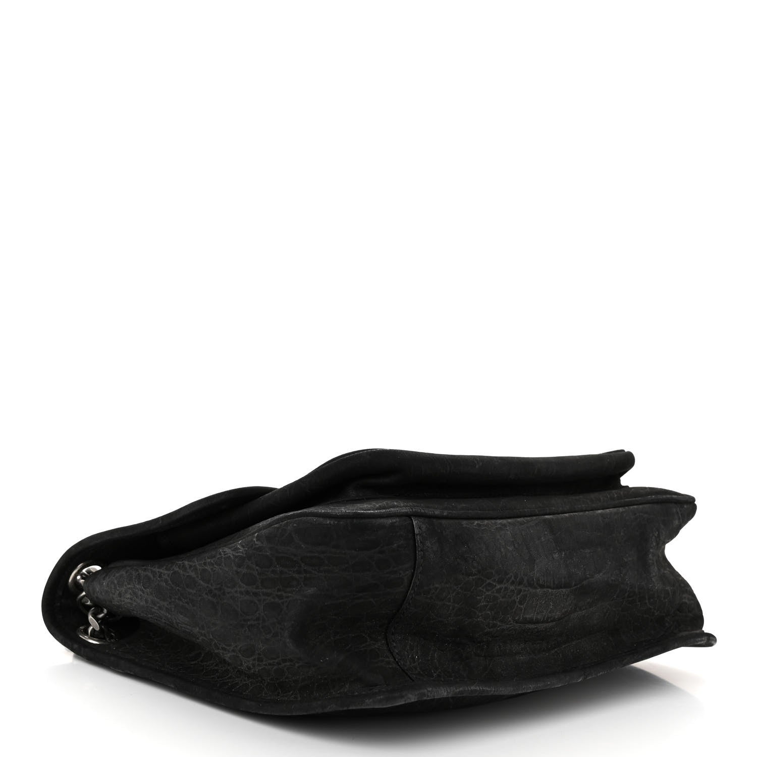 Saint Laurent Nubuck Crocodile Embossed Monogram Medium Niki Chain Satchel Black 4 of 10