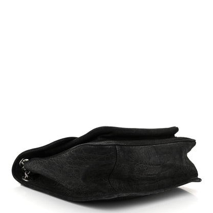 Saint Laurent Nubuck Crocodile Embossed Monogram Medium Niki Chain Satchel Black 4 of 10