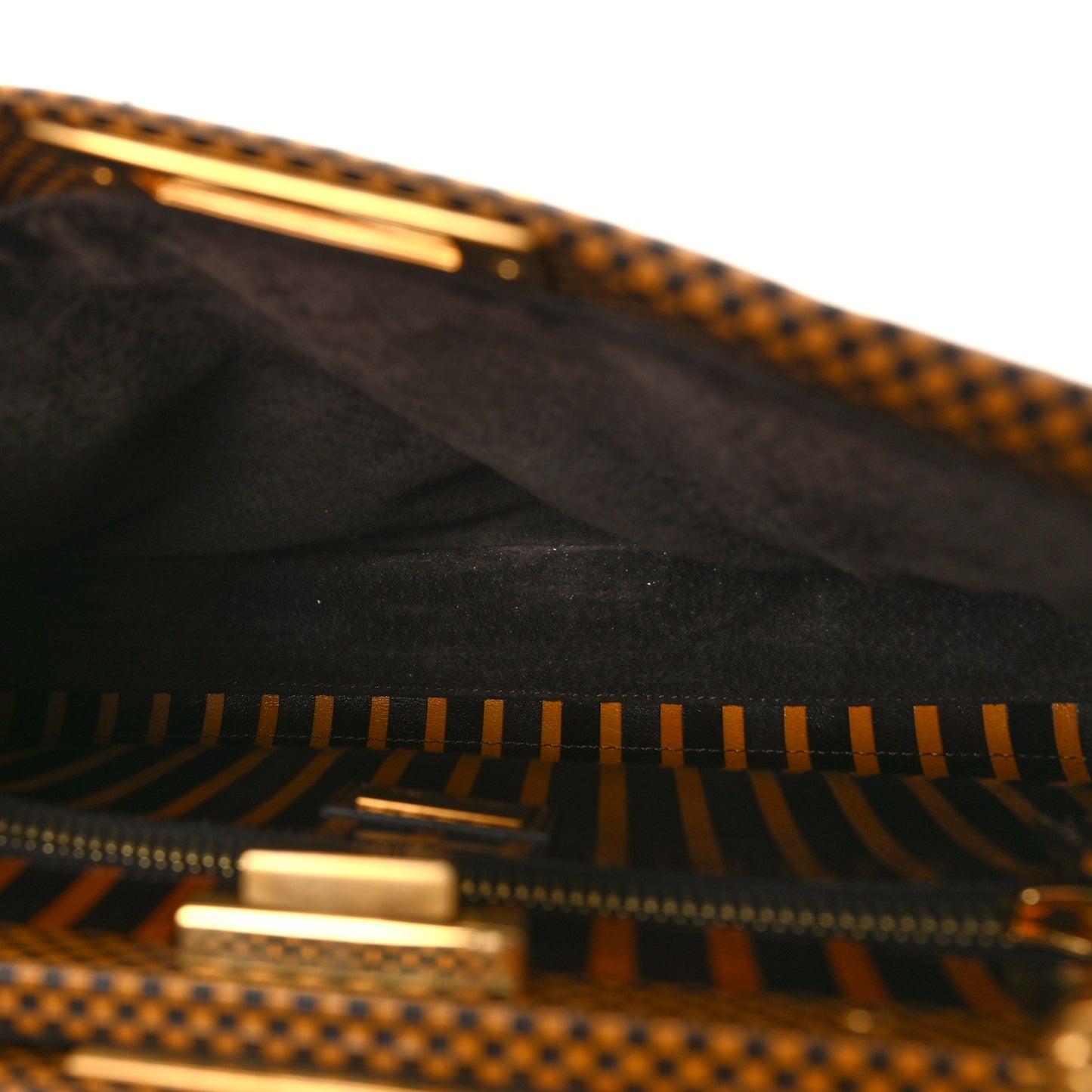 Pequin Checkered Medium Peekaboo Iconic Satchel Dark Brown