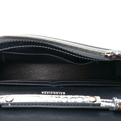 Balenciaga Metallic Calfskin Crocodile Embossed Hourglass Chain Bag Silver 4 of 8