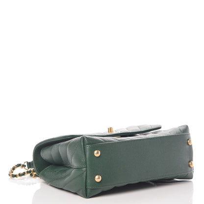 Chanel Caviar Chevron Quilted Mini Coco Handle Flap Green 4 of 10