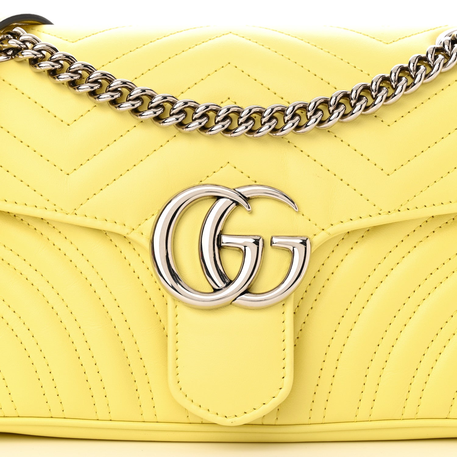 Gucci Calfskin Matelasse Small GG Marmont Shoulder Bag Banana 8 of 10