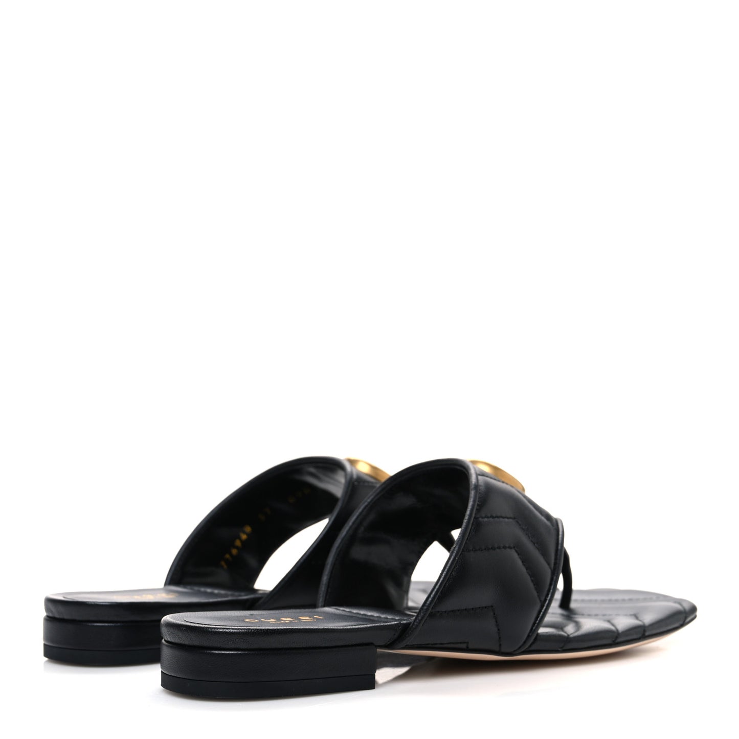 Nappa Charlotte Double G Marmont Thong Sandals 37 Black