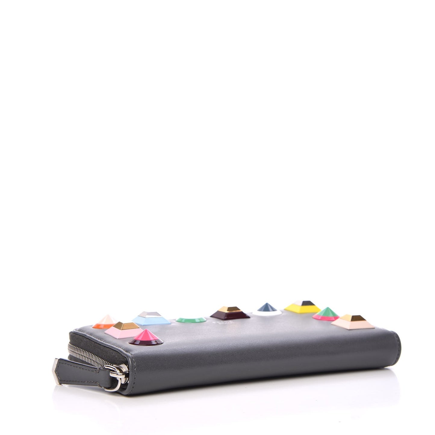 Vitello Liberty Studded Zip Around Wallet Asfalto Multicolor