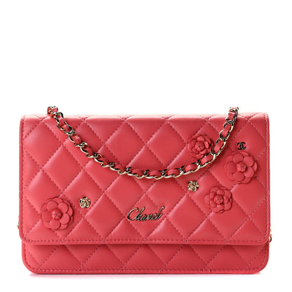 Chanel Lambskin Camellia Wallet on Chain WOC Pink 1 of 8