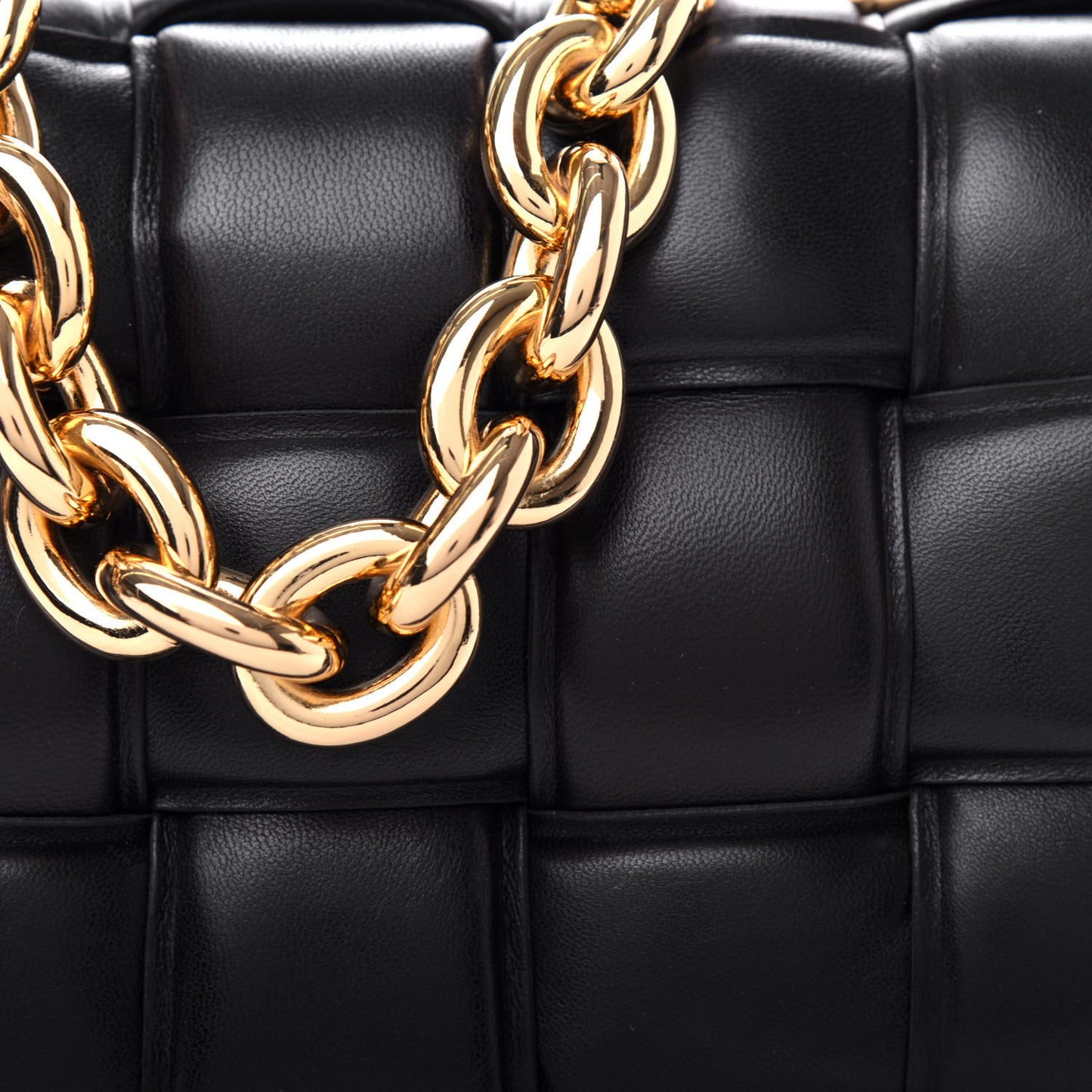 Lambskin Maxi Intreccio Padded Chain Cassette Crossbody Bag Black