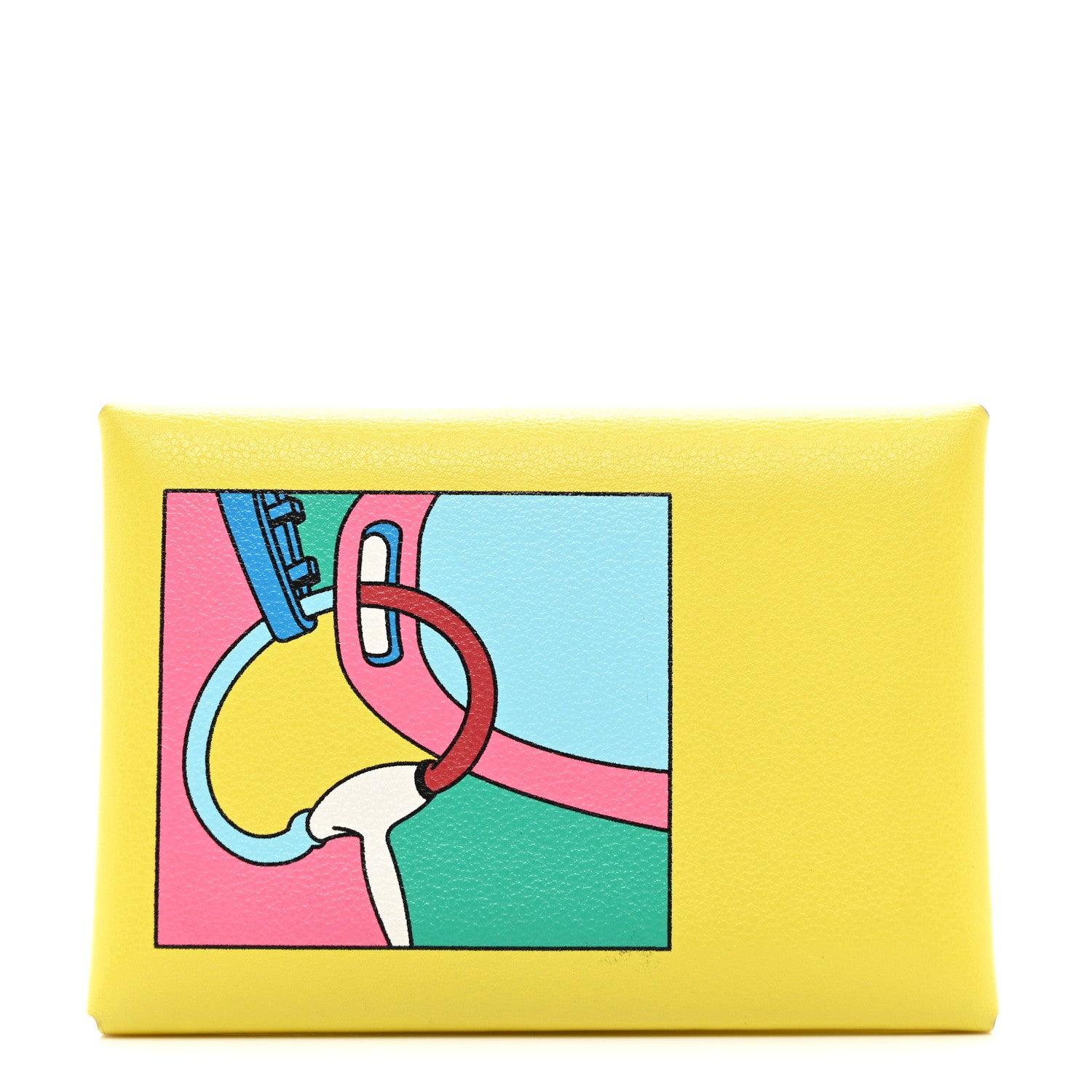 Hermes Swift Compact Selle En Desordre Print Calvi Duo Card Case Lime 1 of 7
