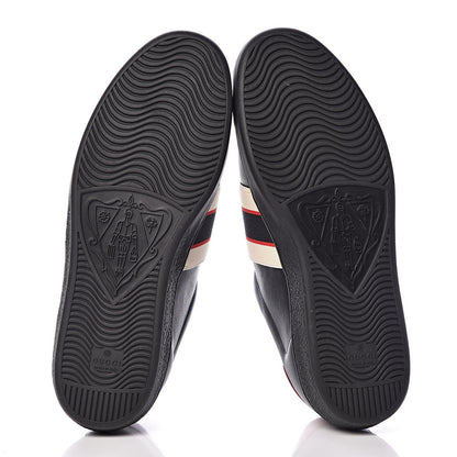 Gucci Calfskin Stripe Mens New Ace Sneakers 9 Black Ecru Red Flame 5 of 9