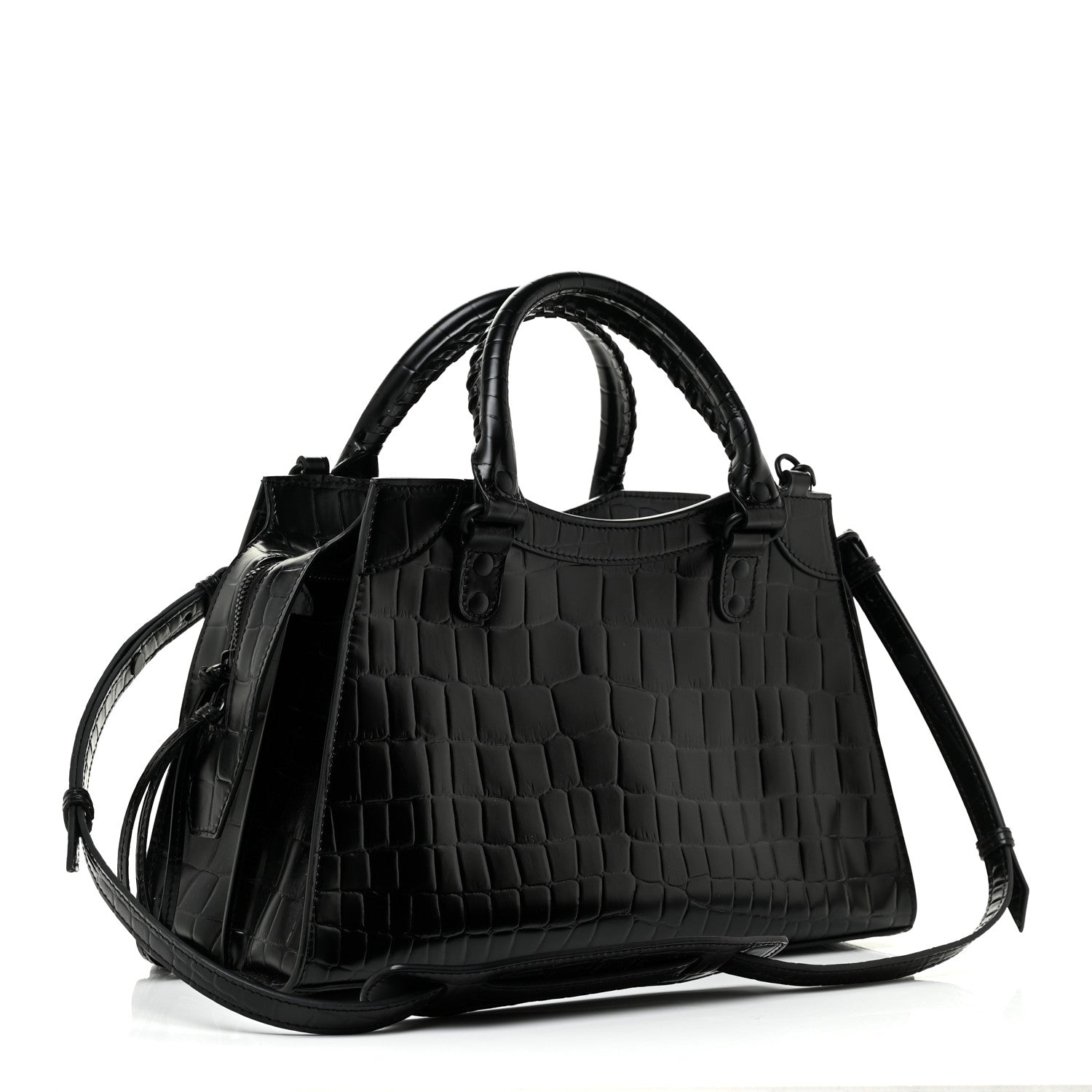 Balenciaga Semi Shiny Calfskin Crocodile Embossed Neo Classic Black Hardware S City Black 3 of 9