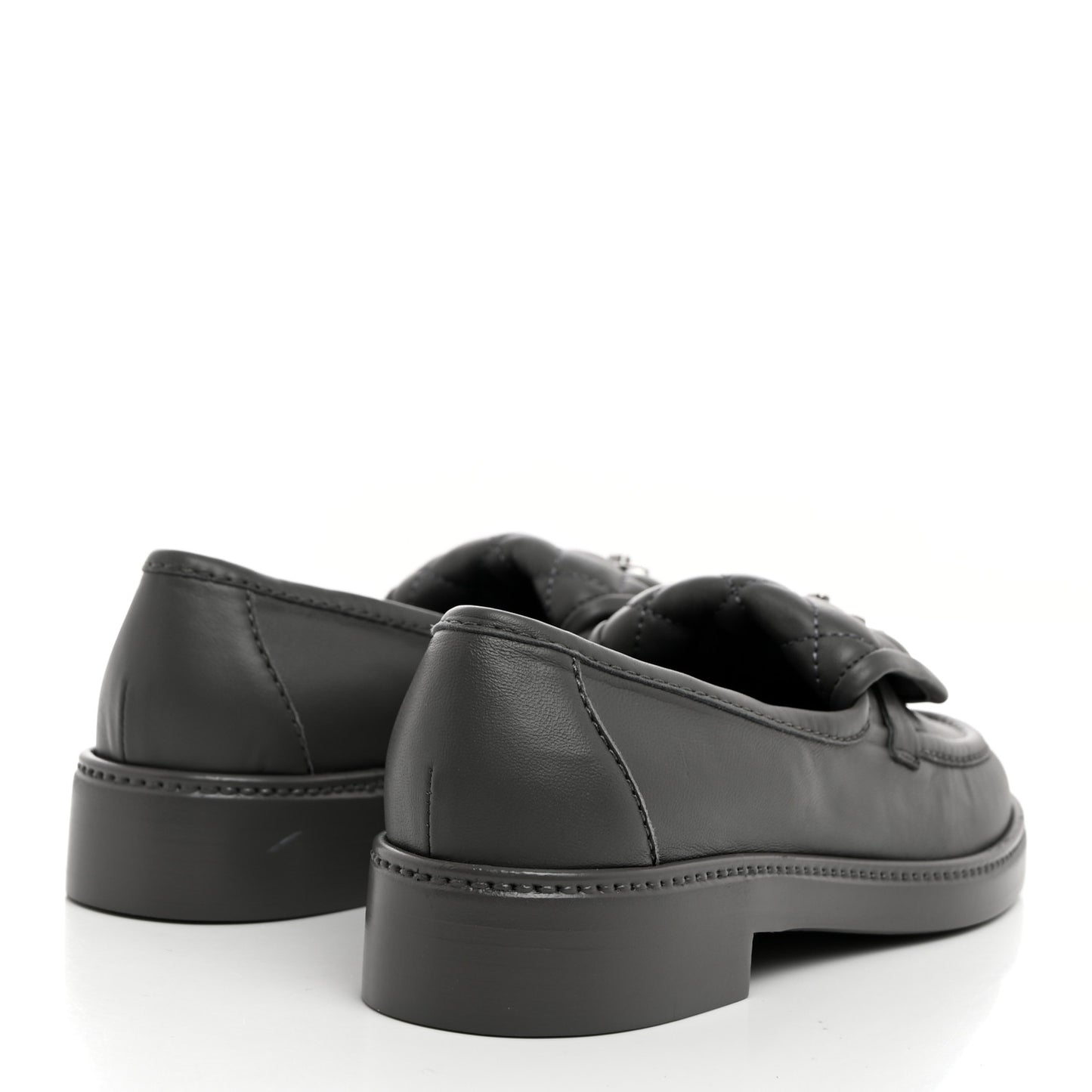 Lambskin Quilted CC Turnlock Loafers 36.5 Grey