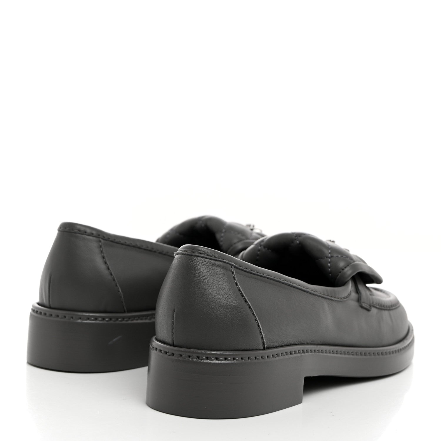 Chanel Lambskin Quilted CC Turnlock Loafers 36.5 Grey 4 of 9