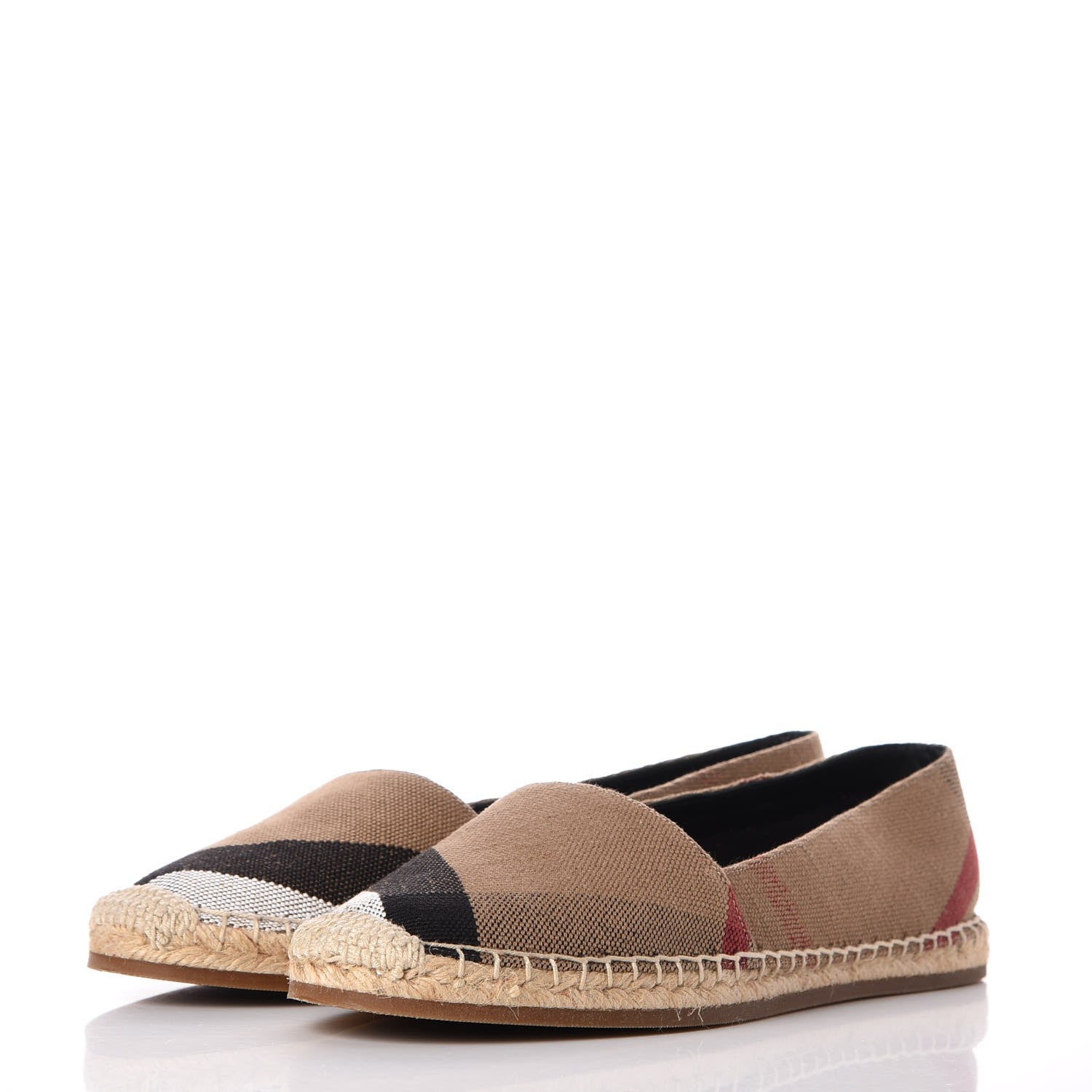 Burberry Canvas House Check Hodgeson Brit Espadrille Flats 39.5 Dark Tan 3 of 13