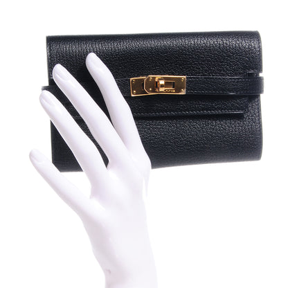 Hermes Chevre Mysore Medium Kelly Wallet Black 2 of 9