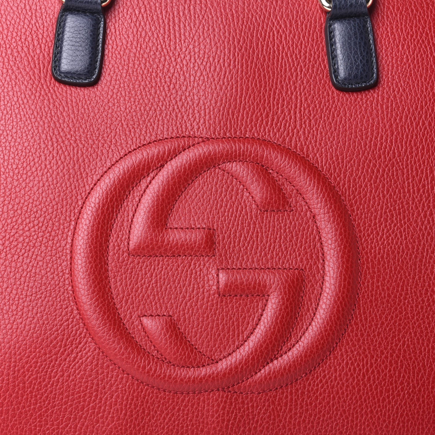 Gucci Dollar Calfskin Large Soho Top Handle Satchel Hibiscus Red Mystic White Blue 8 of 10