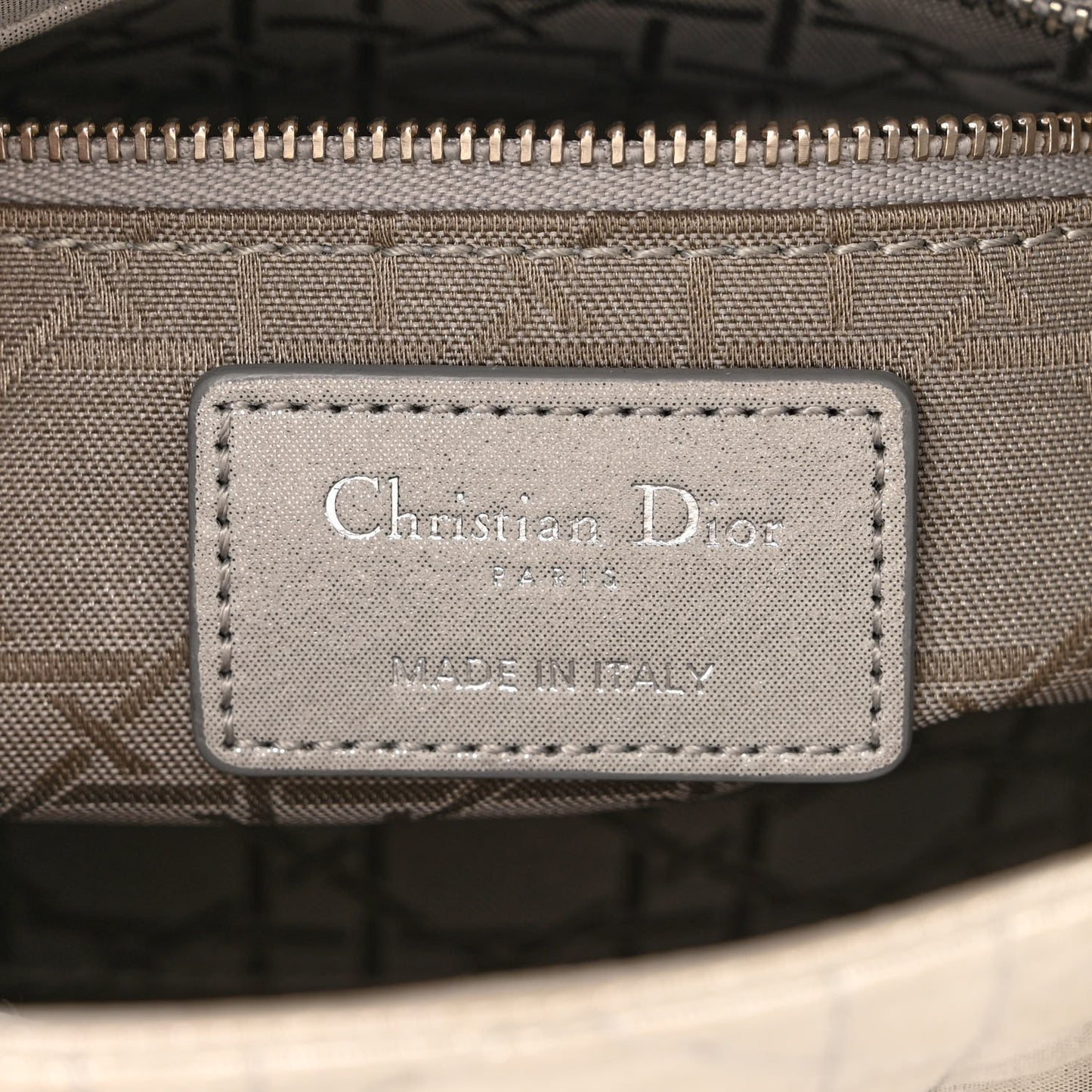 Metallic Lambskin Cannage Mini Lady Dior Silver