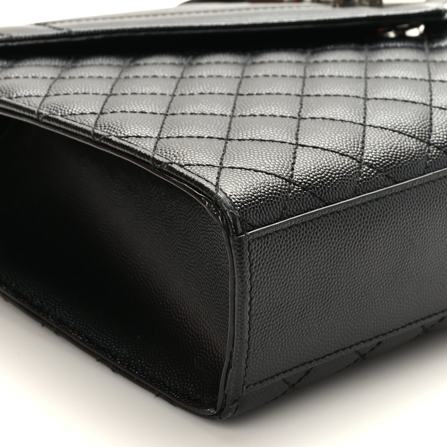 Grain De Poudre Textured Mixed Matelasse Large Triquilt Monogram Satchel Black