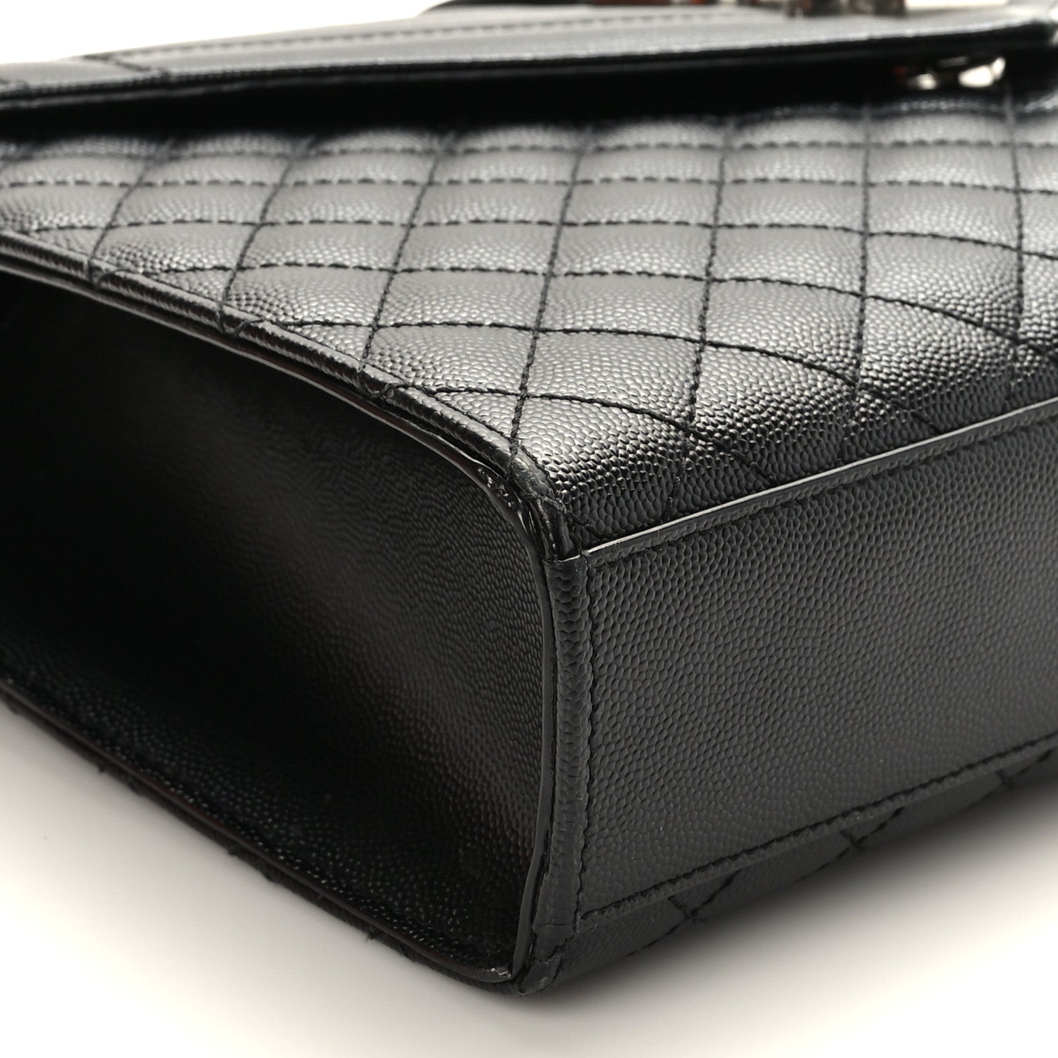 Saint Laurent Grain De Poudre Textured Mixed Matelasse Large Triquilt Monogram Satchel Black 7 of 8