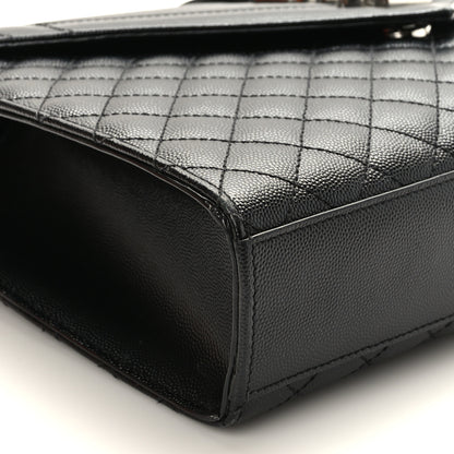 Saint Laurent Grain De Poudre Textured Mixed Matelasse Large Triquilt Monogram Satchel Black 7 of 8