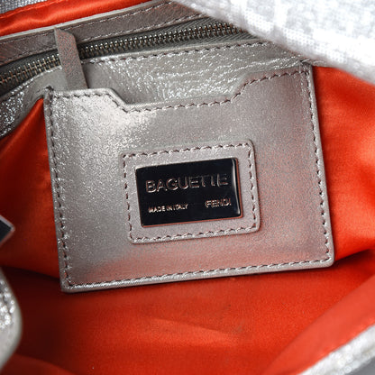 Fendi Metallic Lurex Zucca Baguette Silver 8 of 9