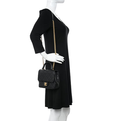 Chanel Shiny Caviar Quilted Mini Top Handle Flap Black 2 of 11
