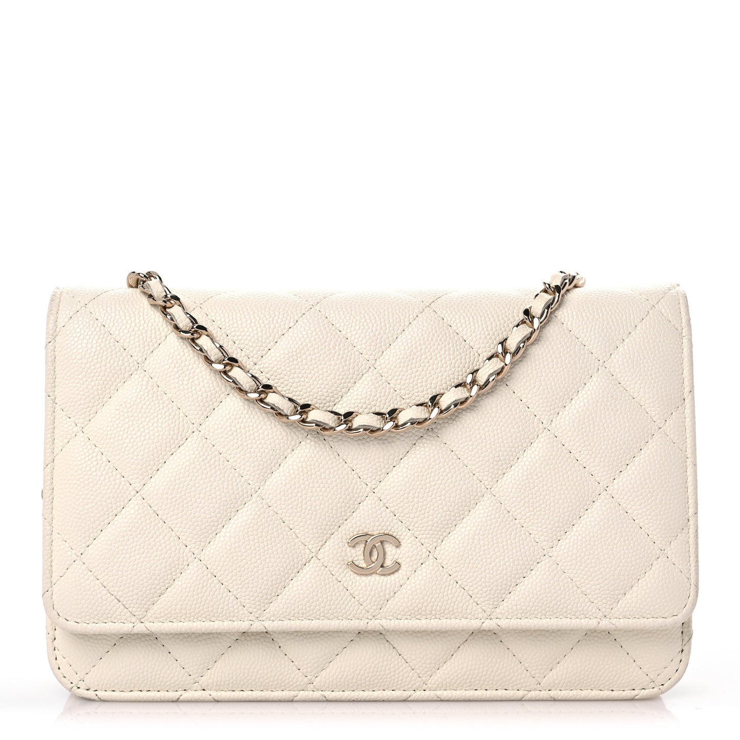 Caviar Quilted Wallet On Chain WOC White