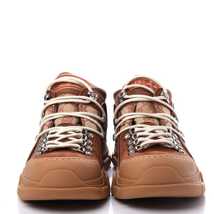 Gucci X SEGA Suede Calfskin GG Monogram Mens Flashtrek Sneakers 7.5 New Cuir Beige Ruggine 5 of 11