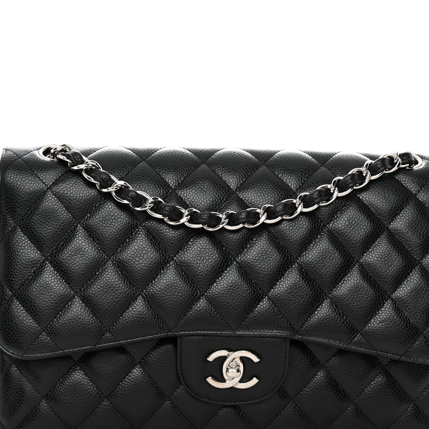 Caviar Quilted Jumbo Double Flap Black