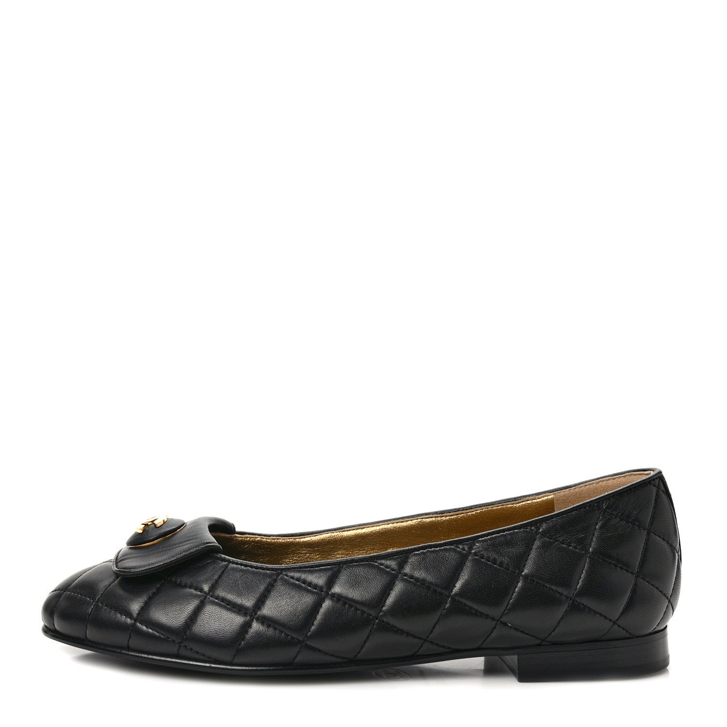 Chanel Lambskin Quilted CC Ballerina Flats 38 Black 1 of 8