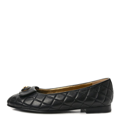 Chanel Lambskin Quilted CC Ballerina Flats 38 Black 1 of 8