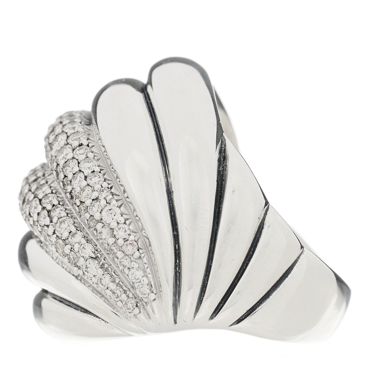 Sterling Silver Diamond Sculpted Cable Ring 52 6