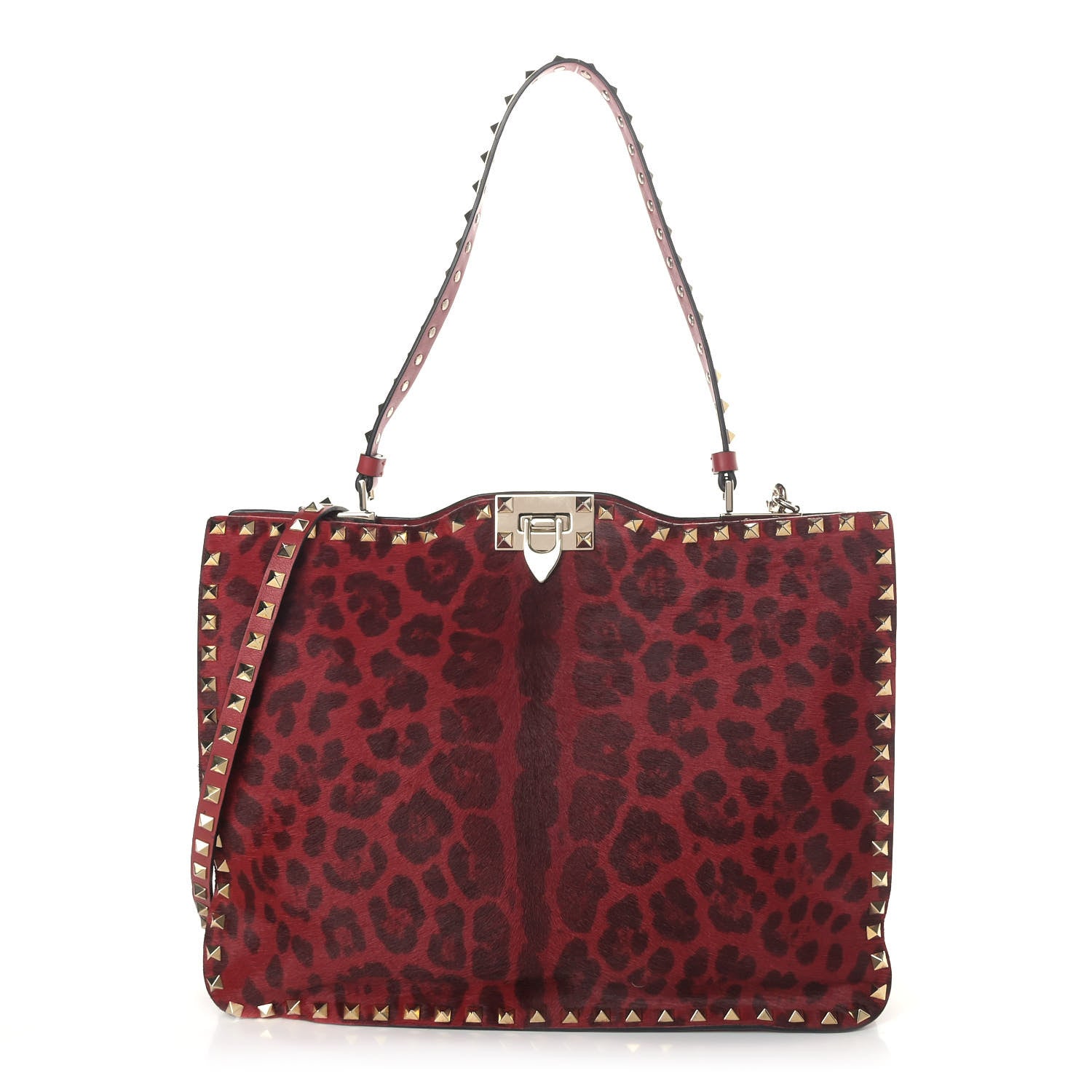 Valentino Garavani Calf Hair Leopard Print Tote Red 1 of 9