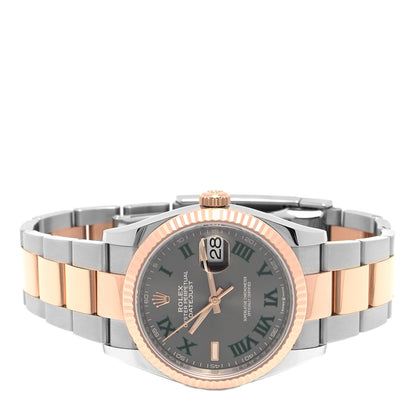 Rolex Stainless Steel 18K Everose Gold 36mm Oyster Perpetual Wimbledon Datejust Watch Slate 126231 2 of 5