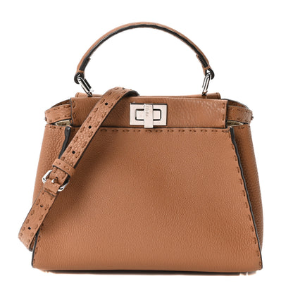 Fendi Cuoio Romano Selleria Bi-Color Mini Peekaboo Iconic Satchel Mou Milk 1 of 10