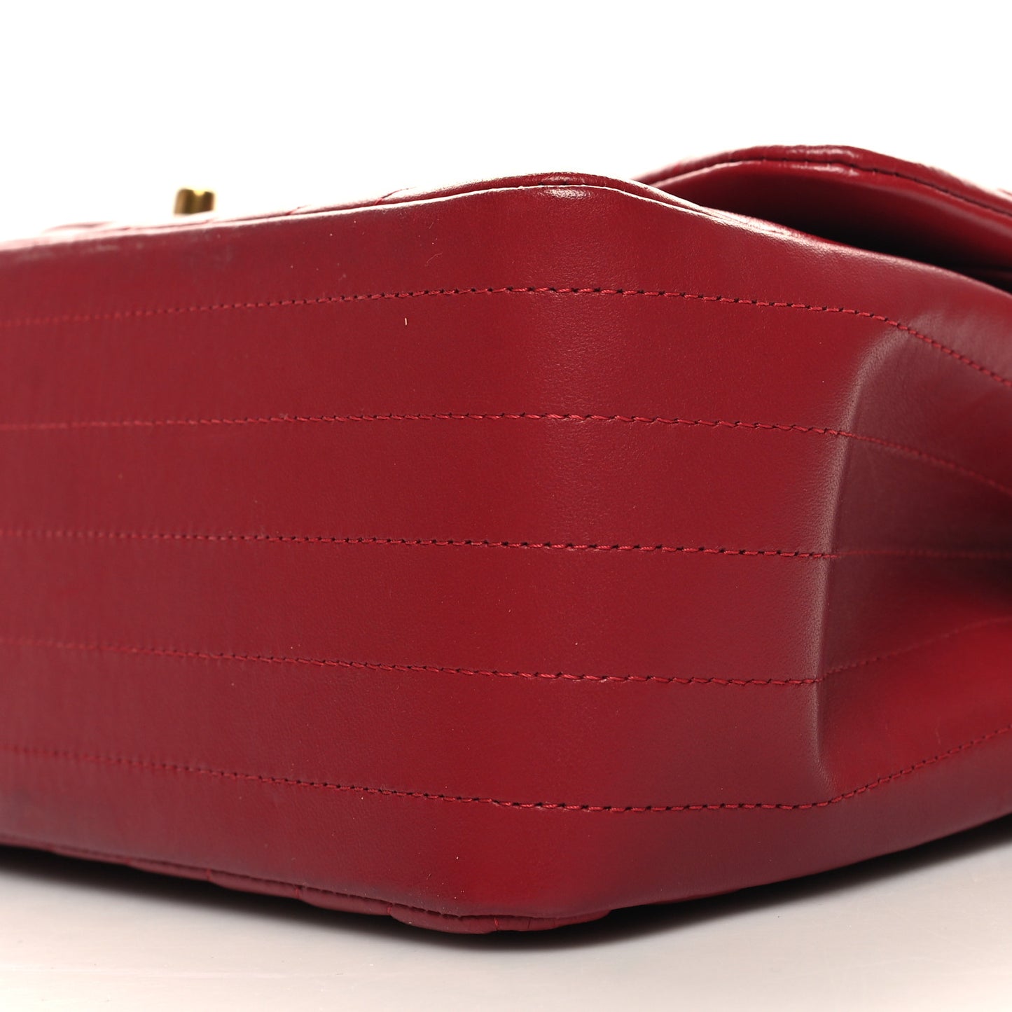 Lambskin Chevron Quilted Jumbo Double Flap Dark Red