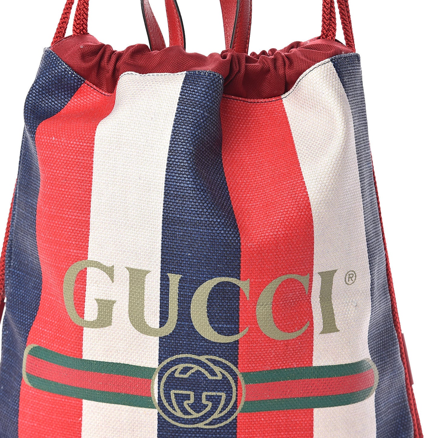 Canvas Logo Sylvie Stripe Drawstring Backpack Red