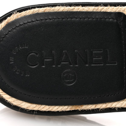 Chanel Lambskin Quilted CC Espadrille Slip On Sandals 39 Black 7 of 10