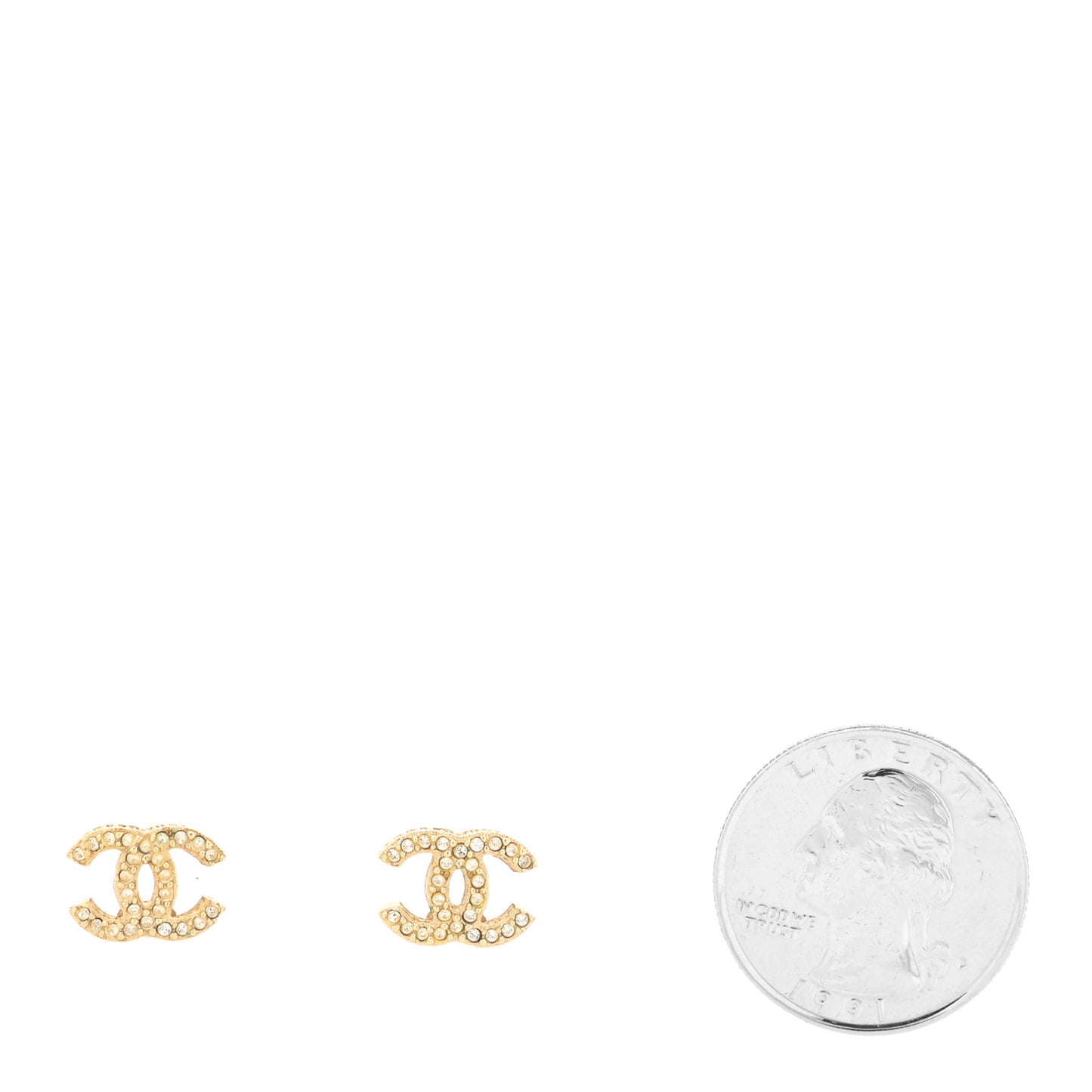 Metal Crystal CC Earrings Gold