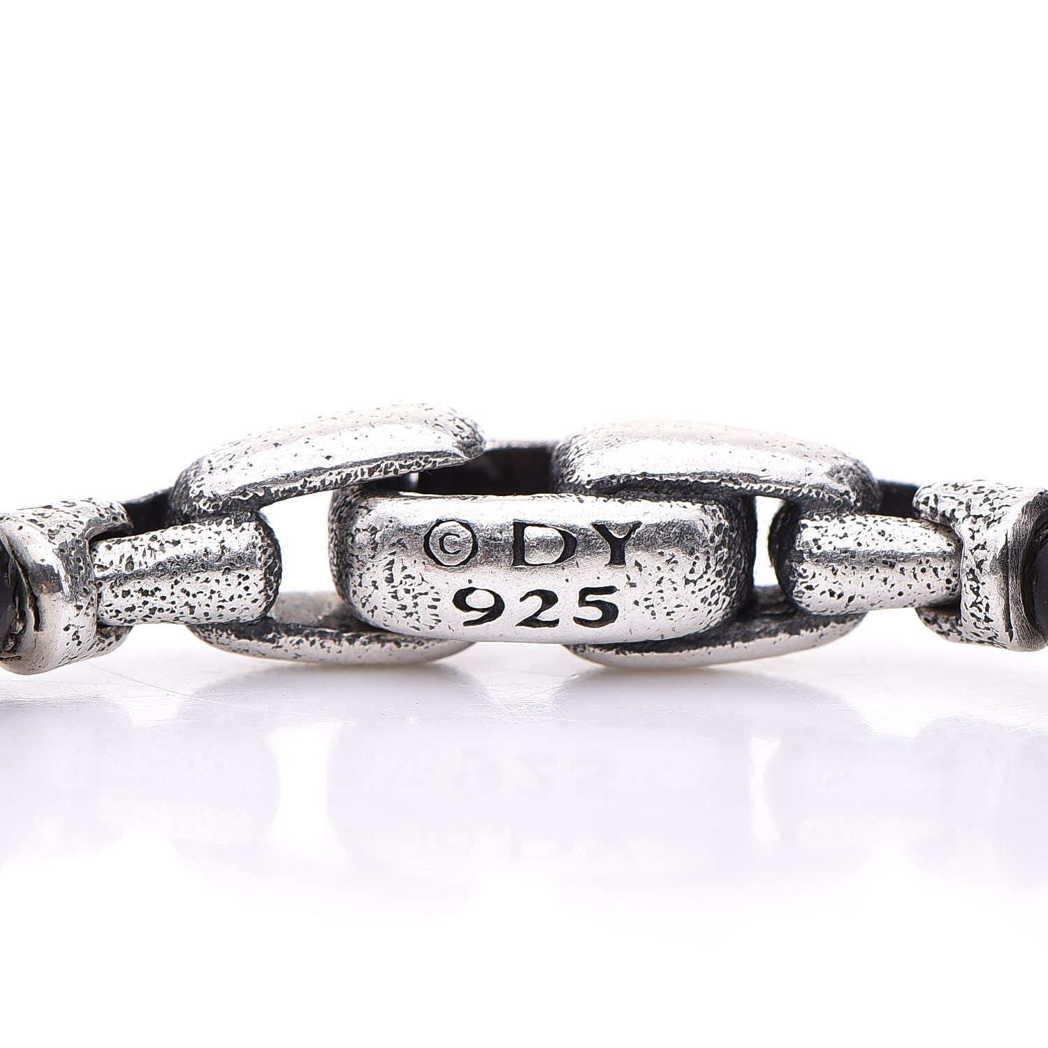 David Yurman Sterling Silver Black Spinel 5mm Spiritual Beads Skull Station Bracelet M 4 of 5