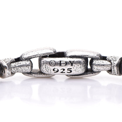 David Yurman Sterling Silver Black Spinel 5mm Spiritual Beads Skull Station Bracelet M 4 of 5