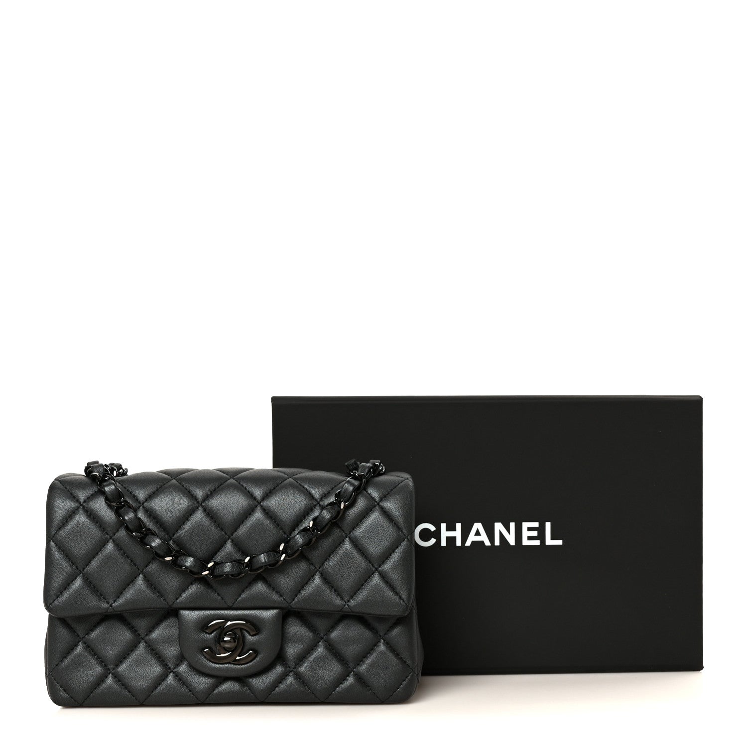 Chanel Pearly Lambskin Quilted Mini Rectangular Flap So Black 11 of 11