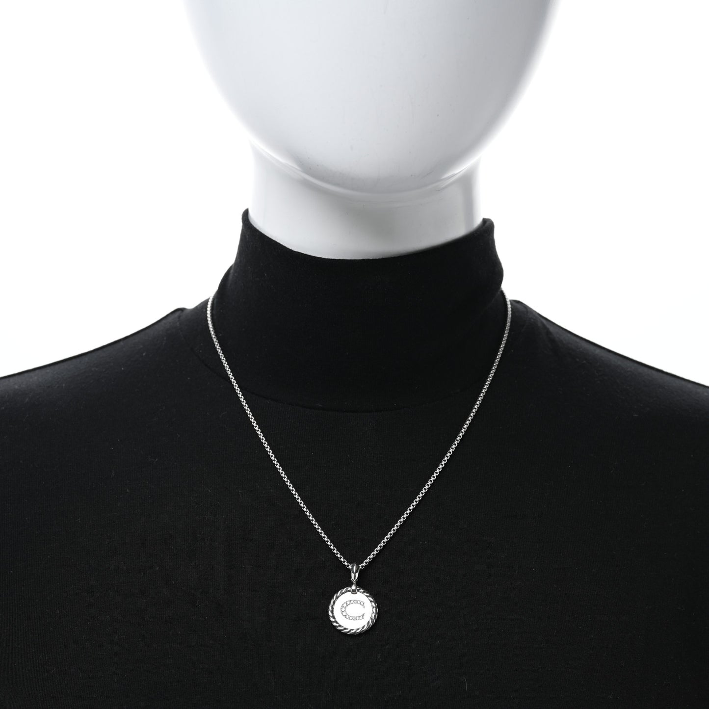 Sterling Silver Diamond Initial C Charm Necklace