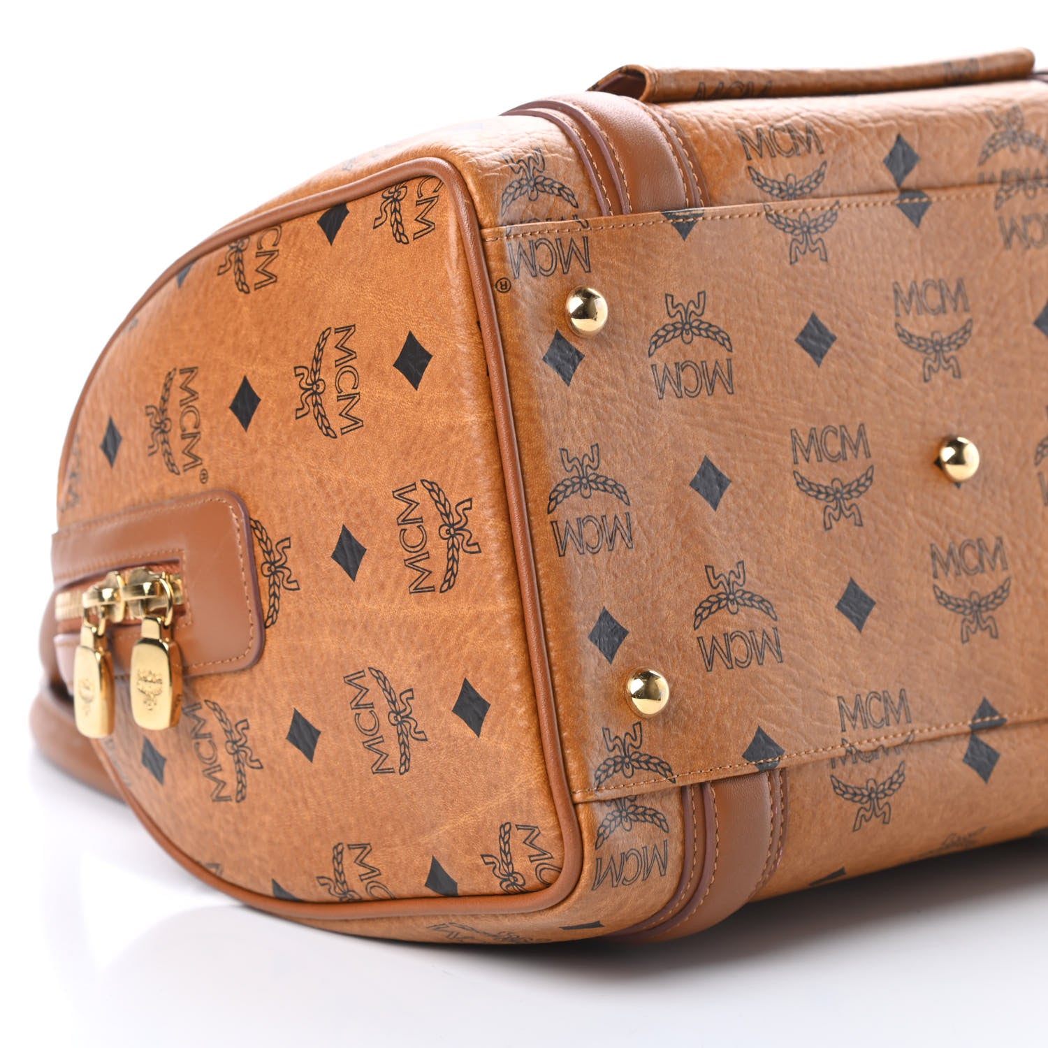 MCM Visetos Small Boston Bag Cognac 10 of 17