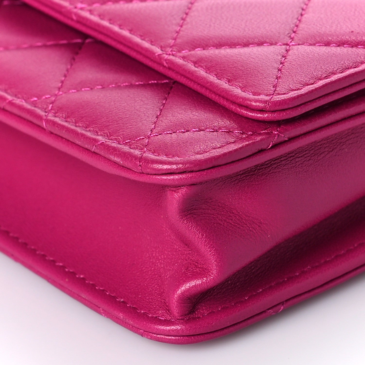 Chanel Lambskin Quilted Trendy CC Wallet On Chain WOC Dark Pink 10 of 13