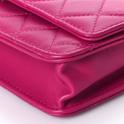 Chanel Lambskin Quilted Trendy CC Wallet On Chain WOC Dark Pink 10 of 13