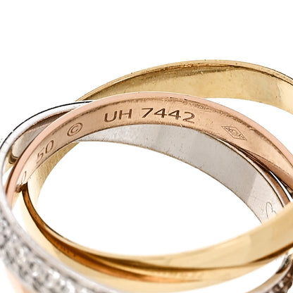 Cartier 18K White Yellow Pink Gold Diamond Small Trinity Paved Ring 50 5.25 5 of 7