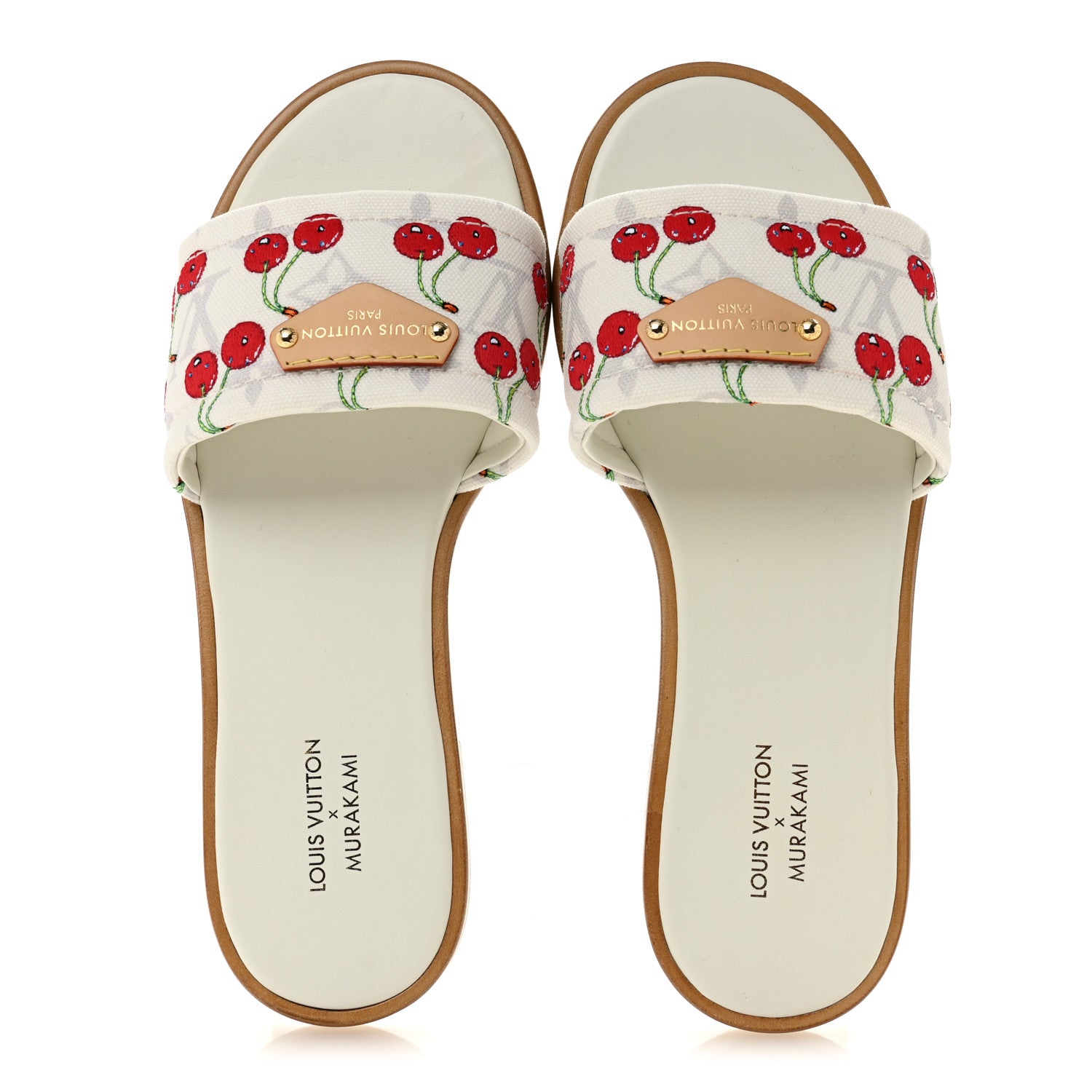Louis Vuitton LV x TM Raffia Monogram Cerises Lily Flat Mule 36.5 White 2 of 10