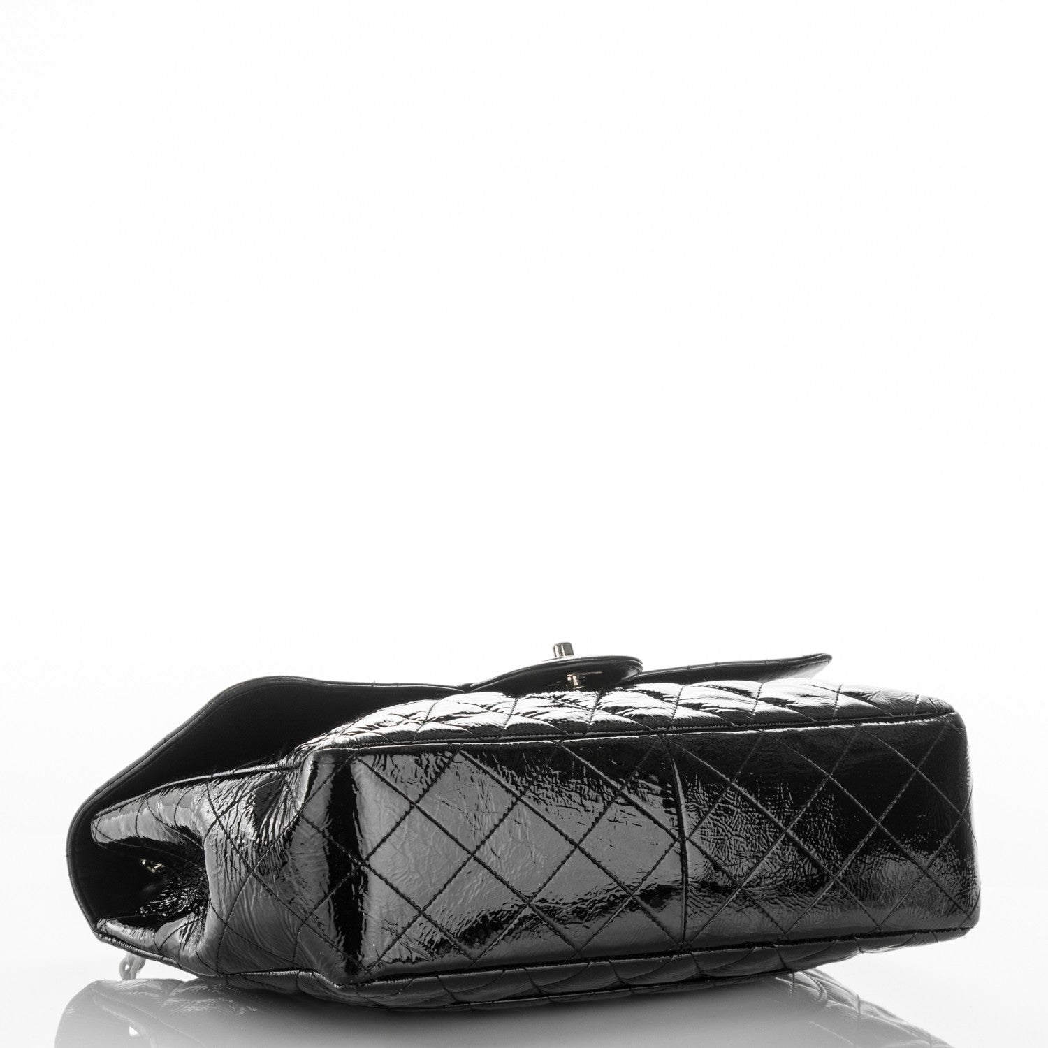 Chanel Distressed Patent Quilted Jumbo Single Flap Black 4 of 7